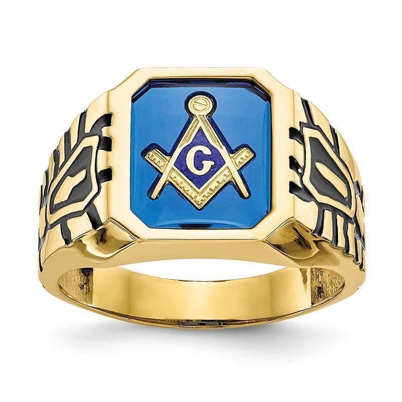 10k Blue Acrylic Men's Masonic Ring - Seattle Gold Grillz