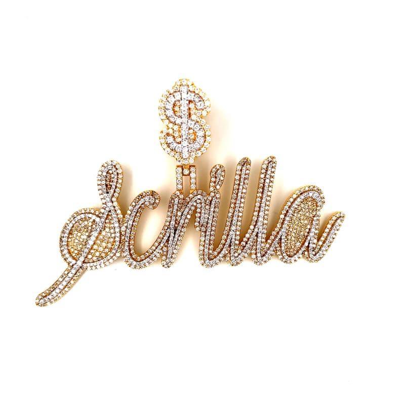 10k Diamond 7 Letter Nameplate Pendant - Seattle Gold Grillz