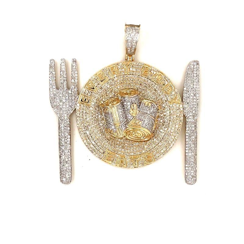 10k Diamond Everybody Eats Pendant - Seattle Gold Grillz