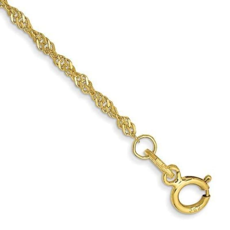 10k Gold 1.4mm Singapore Chain Anklet - Seattle Gold Grillz