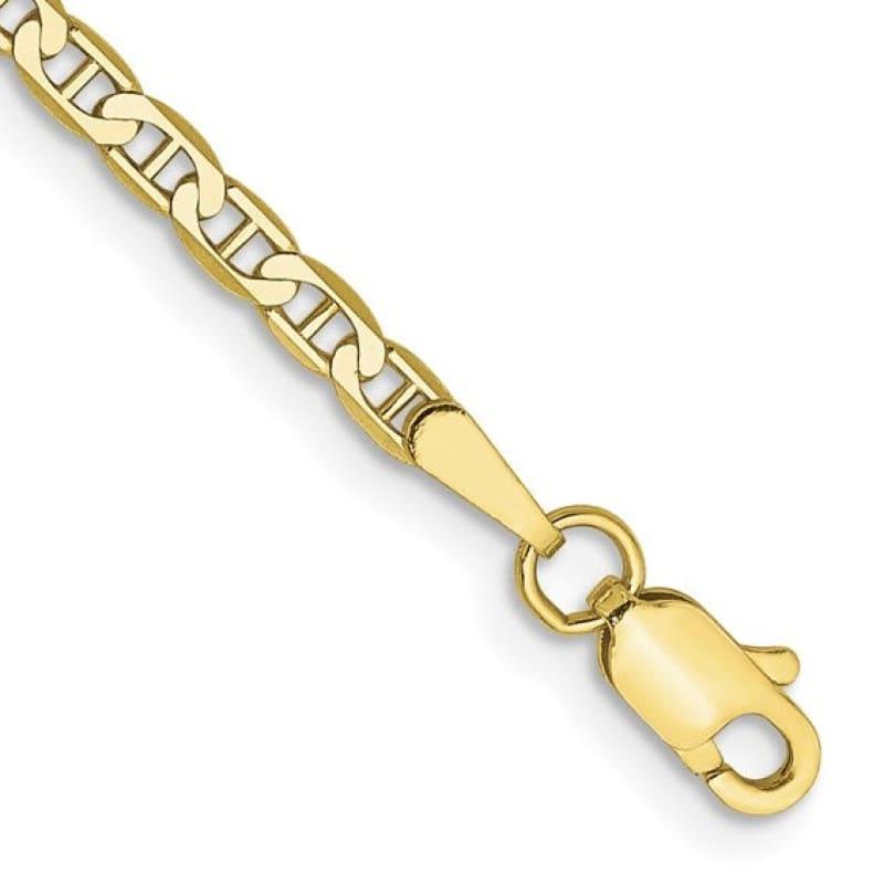 10k Gold 2.4mm Flat Anchor Bracelet - Seattle Gold Grillz