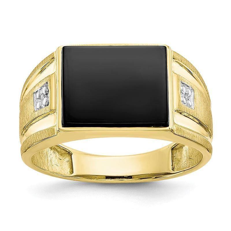 10k Men's Square Diamond Black Onyx Ring - Seattle Gold Grillz