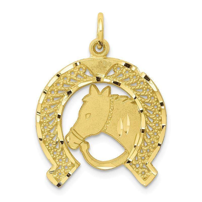 10k Solid Flat-Backed Horsehead in Horseshoe Charm - Seattle Gold Grillz