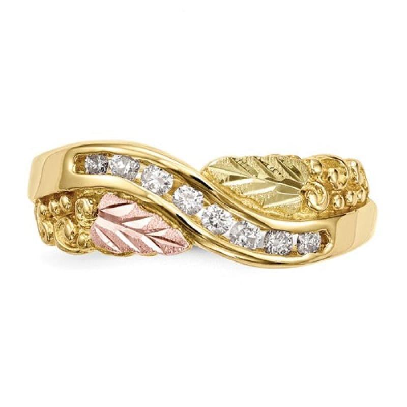 10k Tri-Color Black Hills Gold Diamond Ring - Seattle Gold Grillz