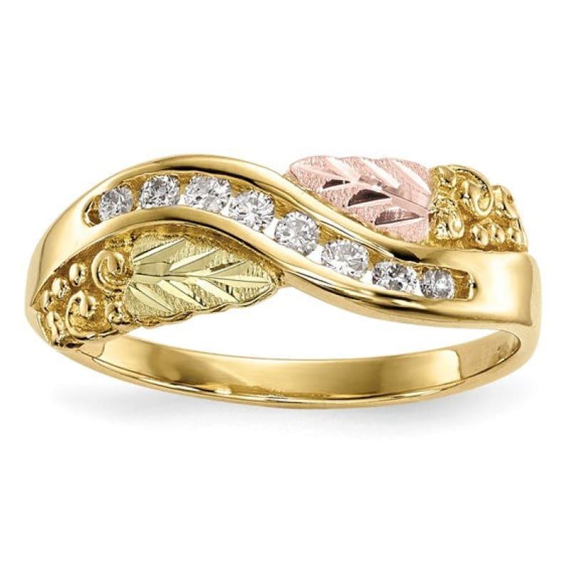 10k Tri-Color Black Hills Gold Diamond Ring - Seattle Gold Grillz