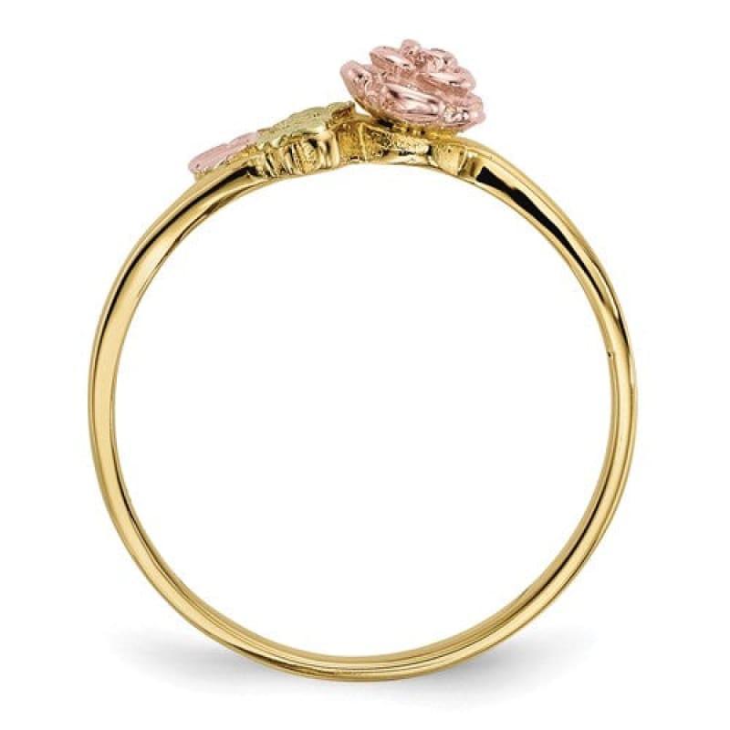 10k Tri-Color Black Hills Gold Diamond Rose Ring - Seattle Gold Grillz