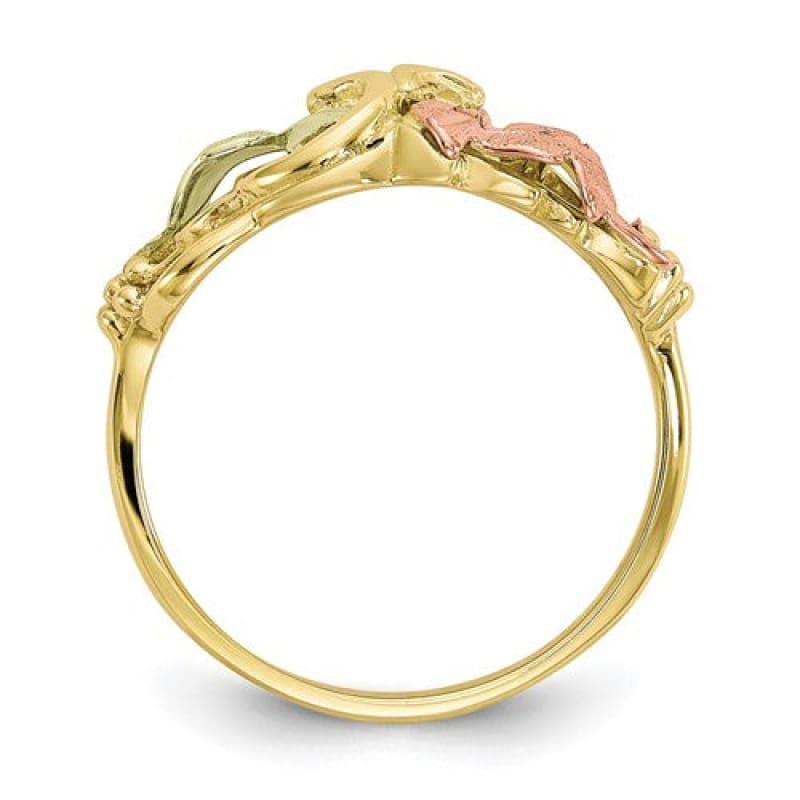 10k Tri-color Black Hills Gold Flower Ring - Seattle Gold Grillz