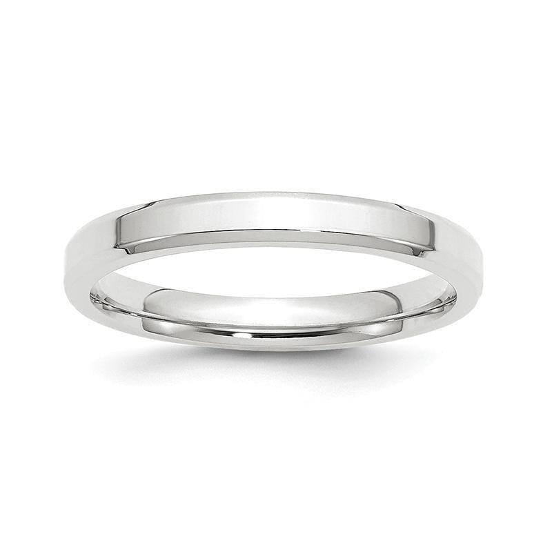 10K White Gold 3mm Bevel Edge Comfort Fit Band - Seattle Gold Grillz