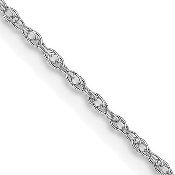 10k White Gold Carded Rhodium-plated 0.70mm Rope Chain - Seattle Gold Grillz