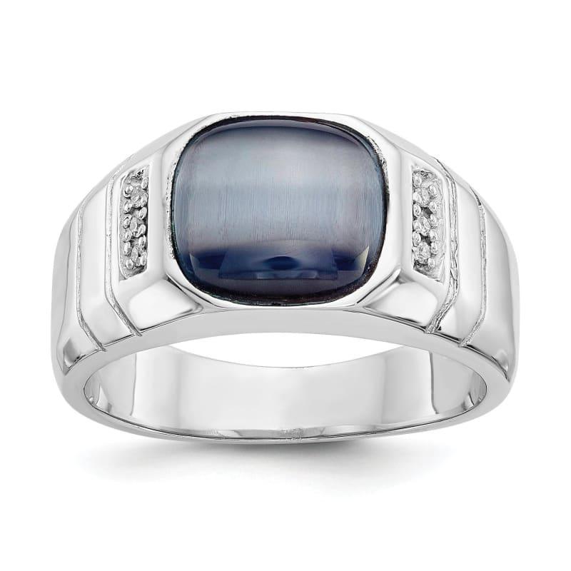 10k White Gold Diamond and Grey Cat's Eye Ring - Seattle Gold Grillz