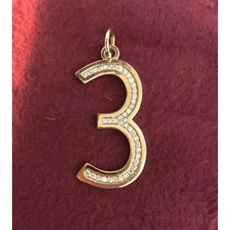 10k Yellow Gold and Diamond #3 Pendant - Seattle Gold Grillz