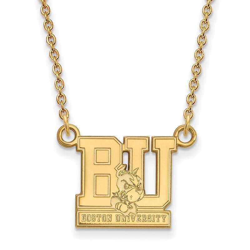 10ky LogoArt Boston University Small Pendant w-Necklace - Seattle Gold Grillz