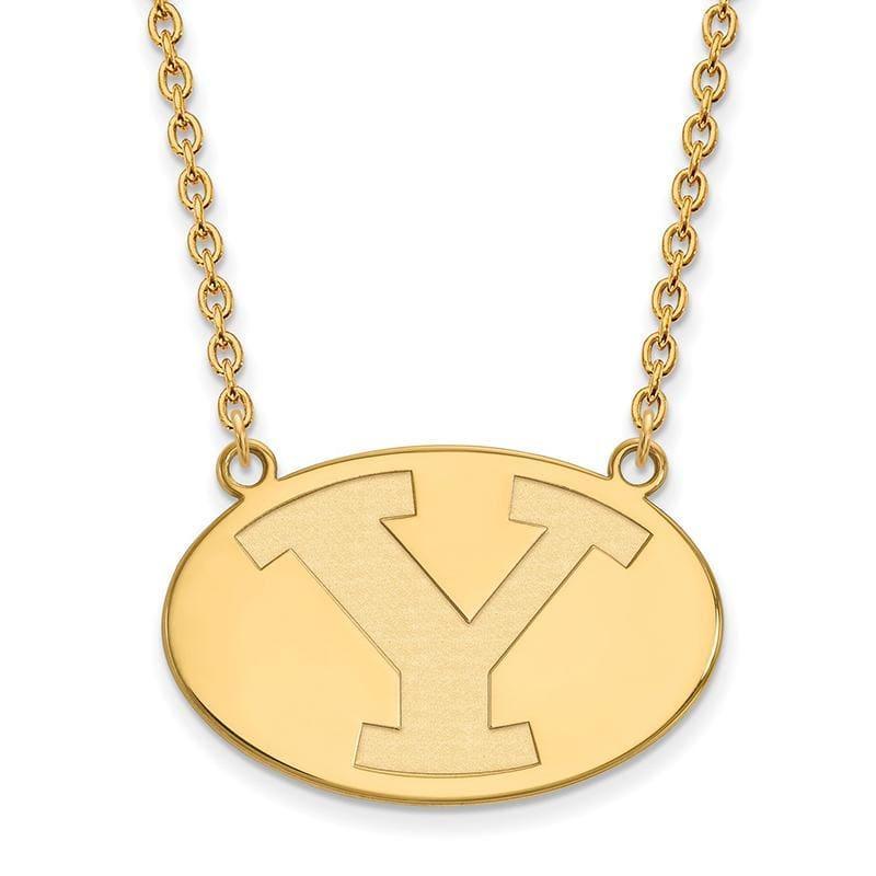 10ky LogoArt Brigham Young University Large Pendant w-Necklace - Seattle Gold Grillz
