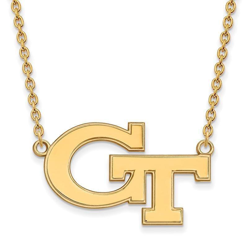 10ky LogoArt Georgia Institute of Technology Large Pendant w-Necklace - Seattle Gold Grillz