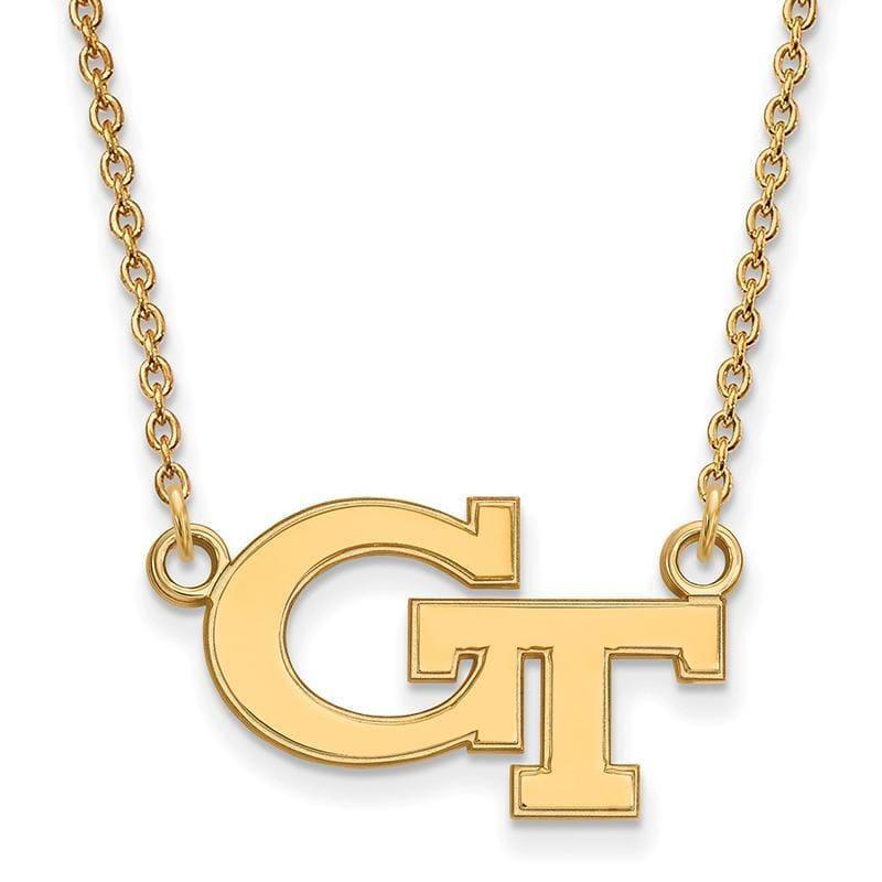 10ky LogoArt Georgia Institute of Technology Small Pendant w-Necklace - Seattle Gold Grillz
