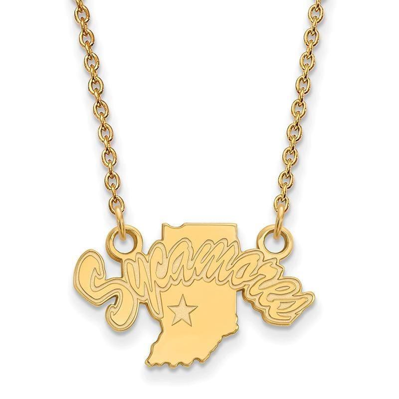 10ky LogoArt Indiana State University Small Pendant w-Necklace - Seattle Gold Grillz