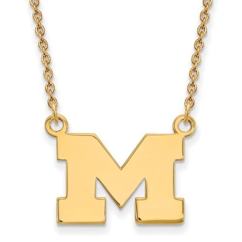 10ky LogoArt Michigan (Univ Of) Small Pendant w-Necklace - Seattle Gold Grillz