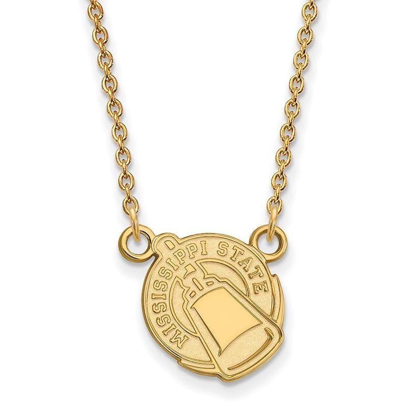 10ky LogoArt Mississippi State University Small Pendant w-Necklace - Seattle Gold Grillz
