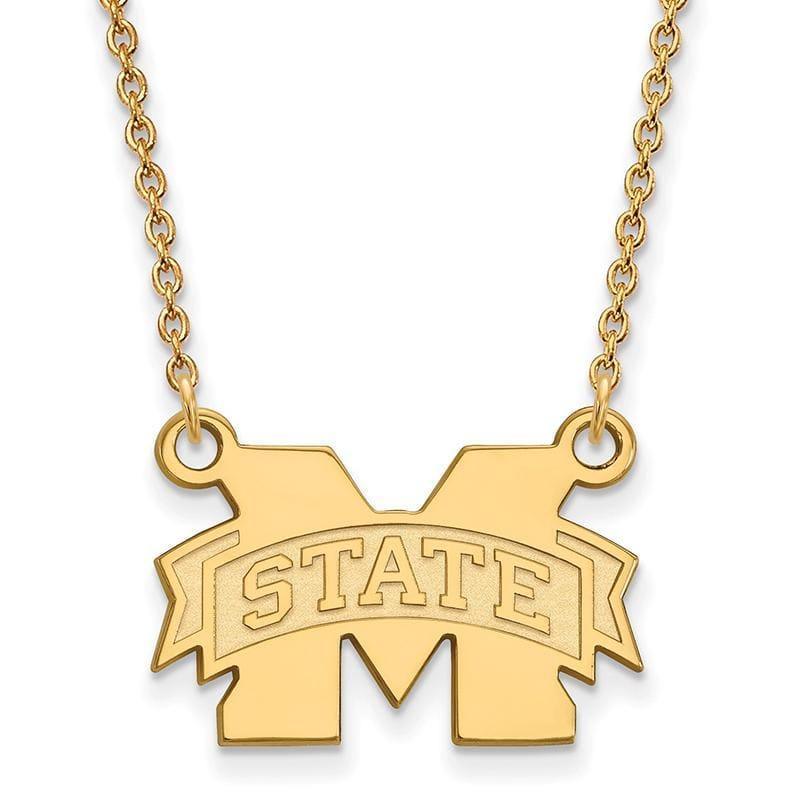 10ky LogoArt Mississippi State University Small Pendant w-Necklace - Seattle Gold Grillz