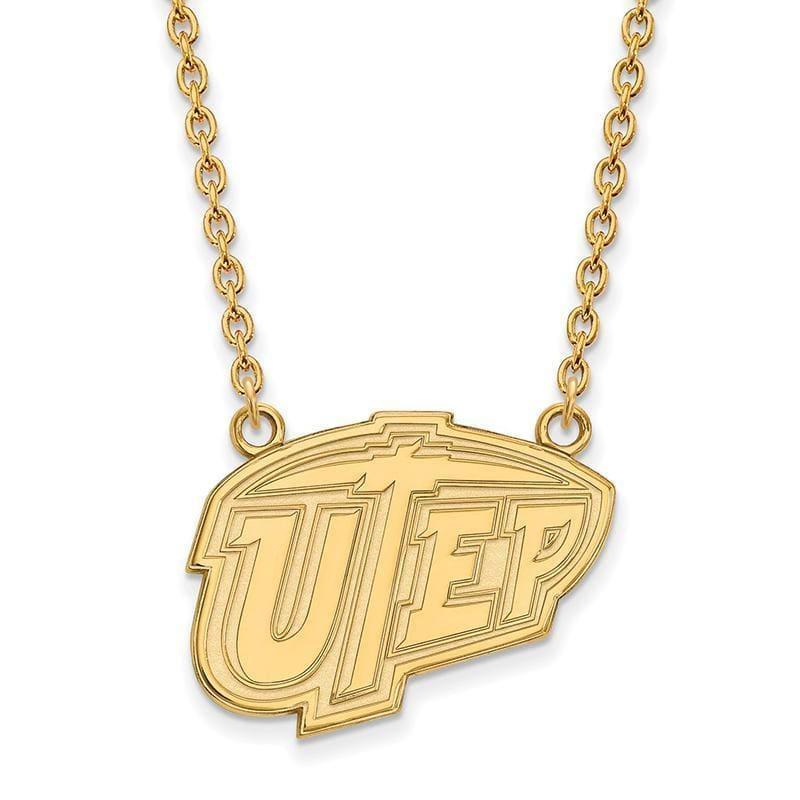 10ky LogoArt The University of Texas at El Paso Large Pendant w-Necklace - Seattle Gold Grillz