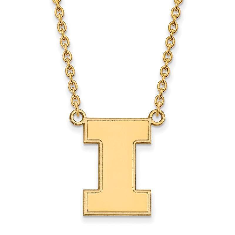 10ky LogoArt University of Illinois Large Pendant w-Necklace - Seattle Gold Grillz