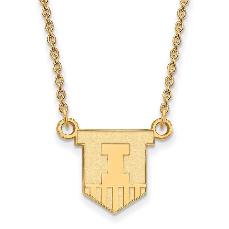 10ky LogoArt University of Illinois Small Pendant w-Necklace - Seattle Gold Grillz