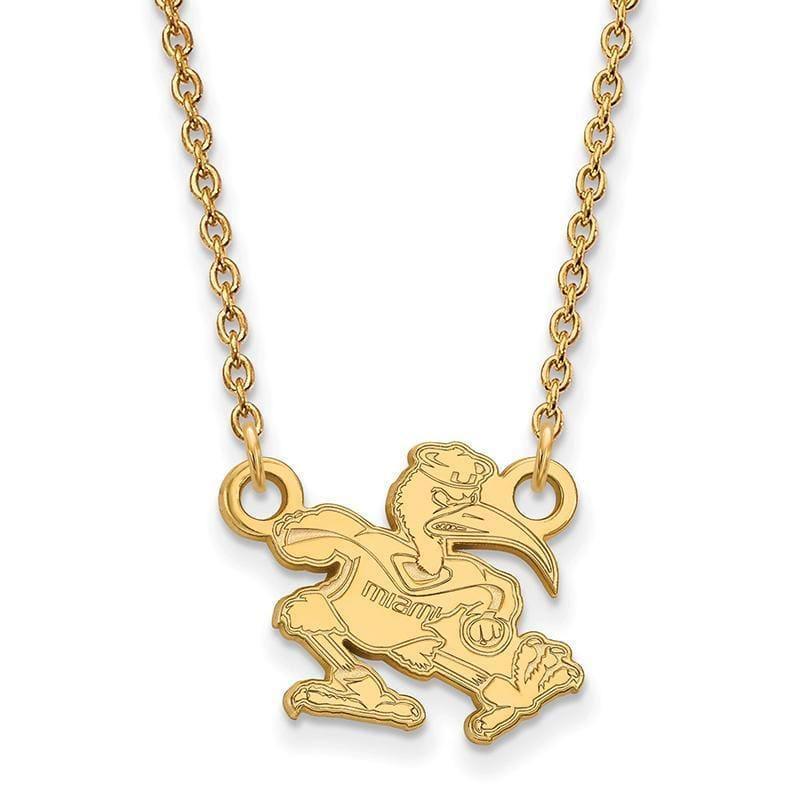 10ky LogoArt University of Miami Small Pendant w-Necklace - Seattle Gold Grillz