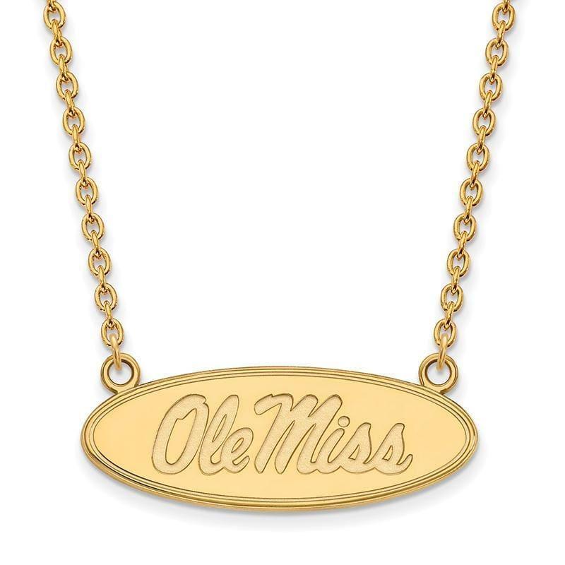 10ky LogoArt University of Mississippi Large Pendant w-Necklace - Seattle Gold Grillz