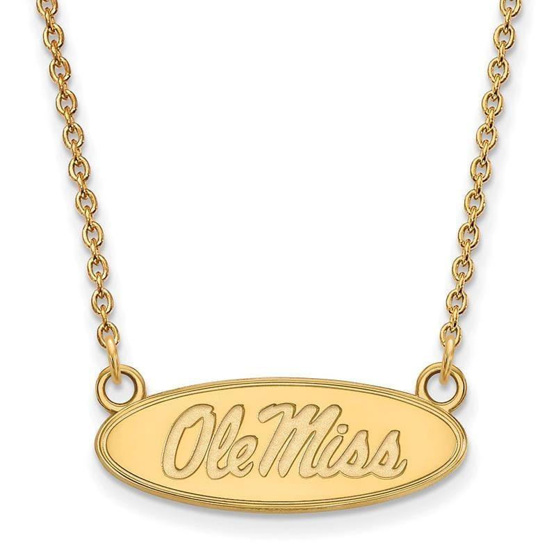 10ky LogoArt University of Mississippi Small Pendant w-Necklace - Seattle Gold Grillz
