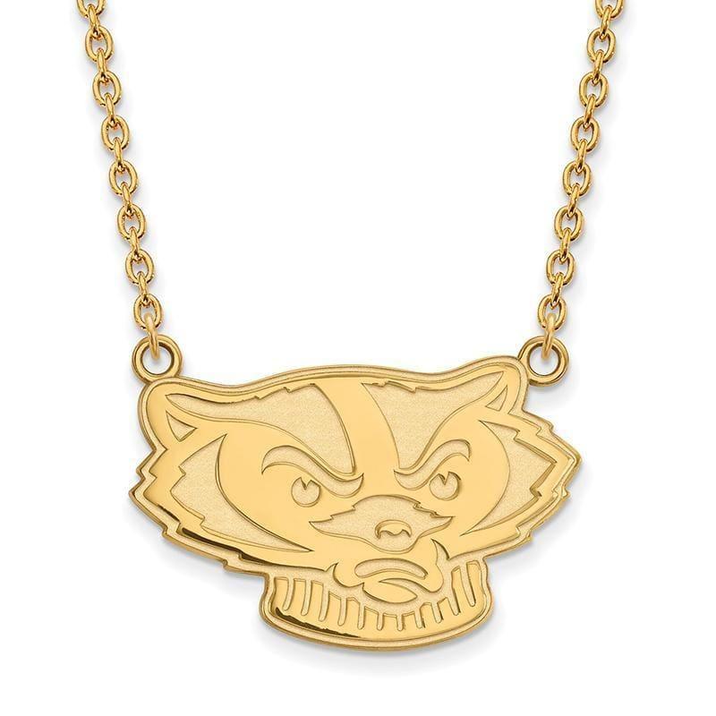 10ky LogoArt University of Wisconsin Large Pendant w-Necklace - Seattle Gold Grillz