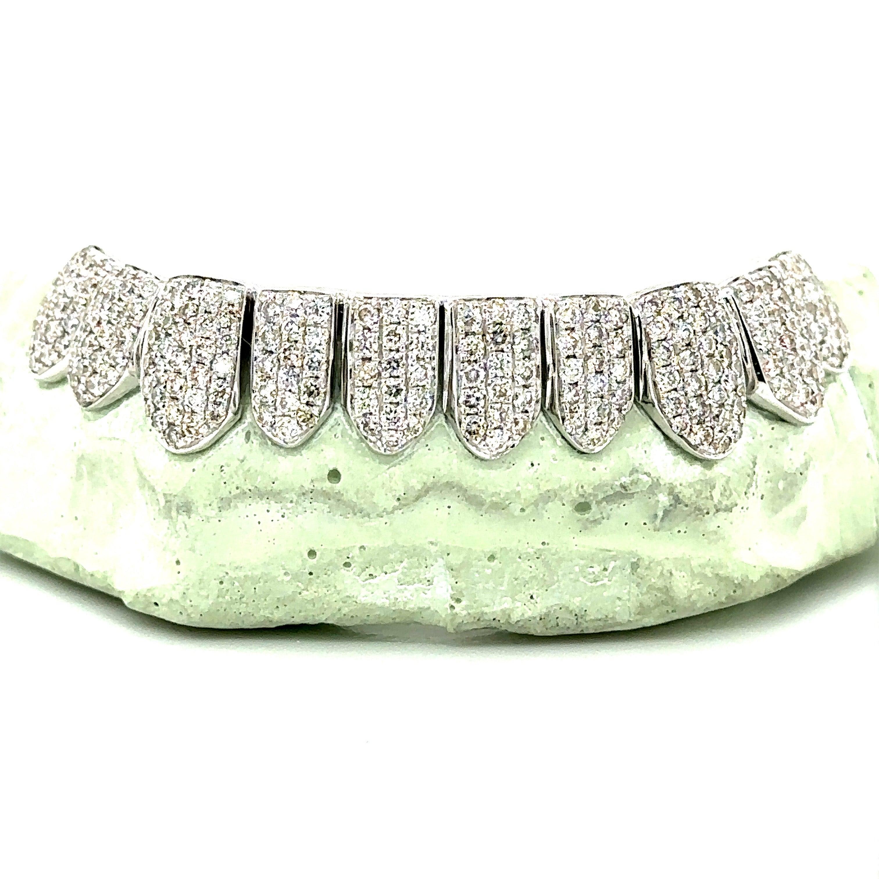 10pc White Gold Honeycomb Bottom Grillz - Seattle Gold Grillz