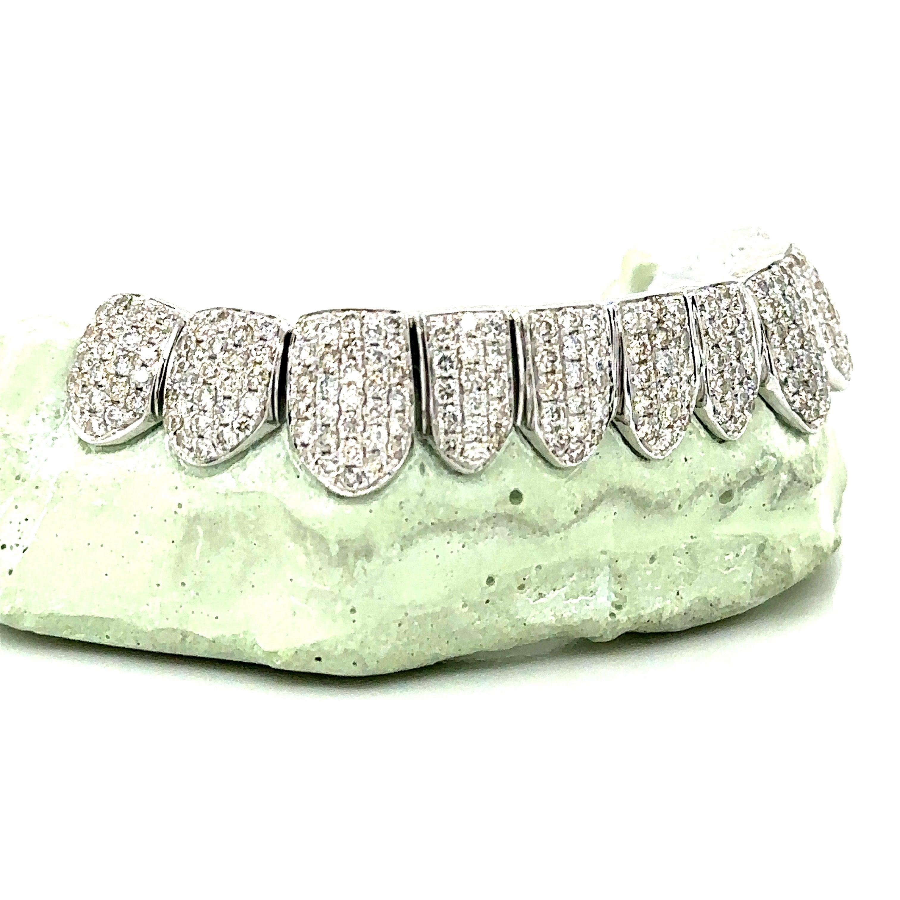 10pc White Gold Honeycomb Bottom Grillz - Seattle Gold Grillz