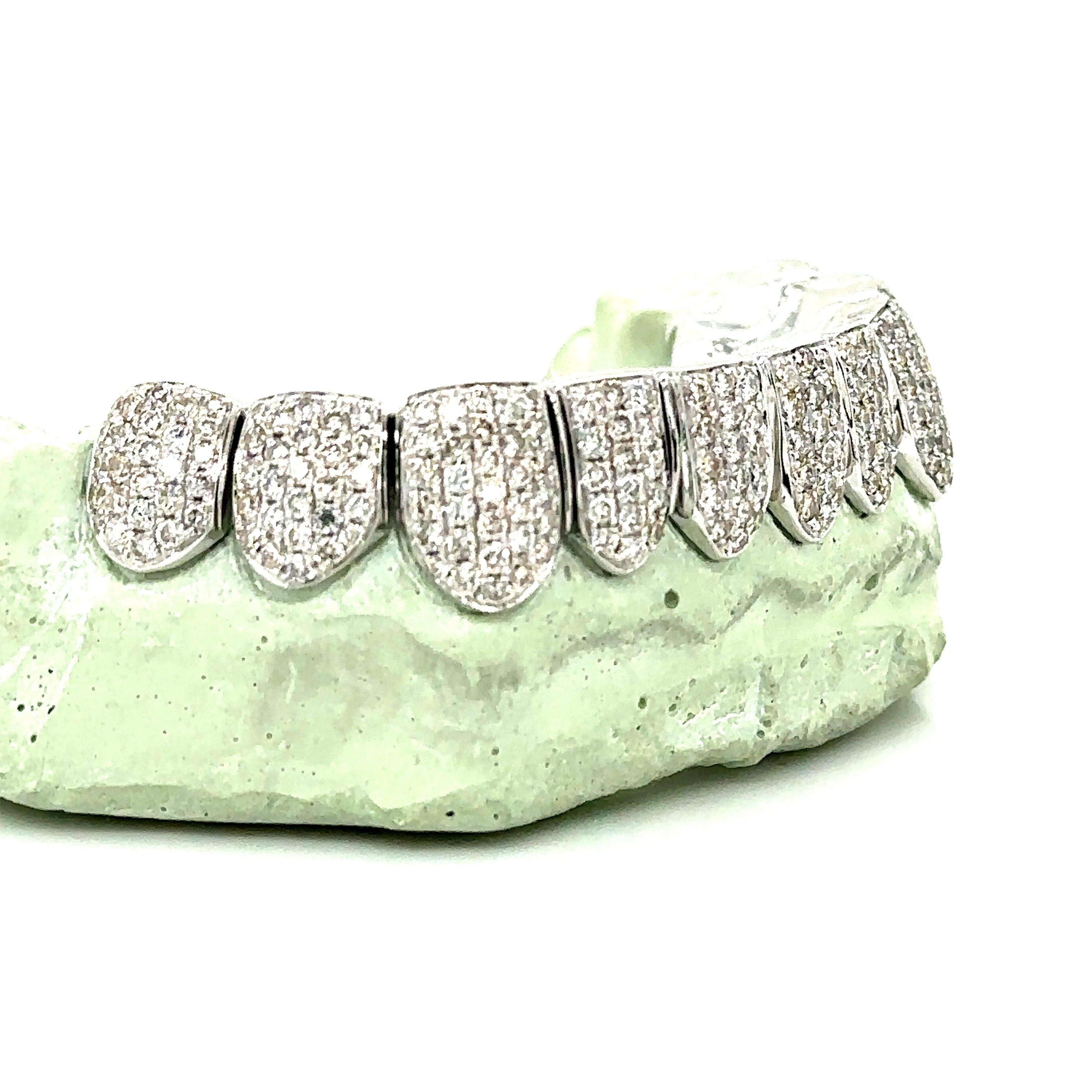 10pc White Gold Honeycomb Bottom Grillz - Seattle Gold Grillz