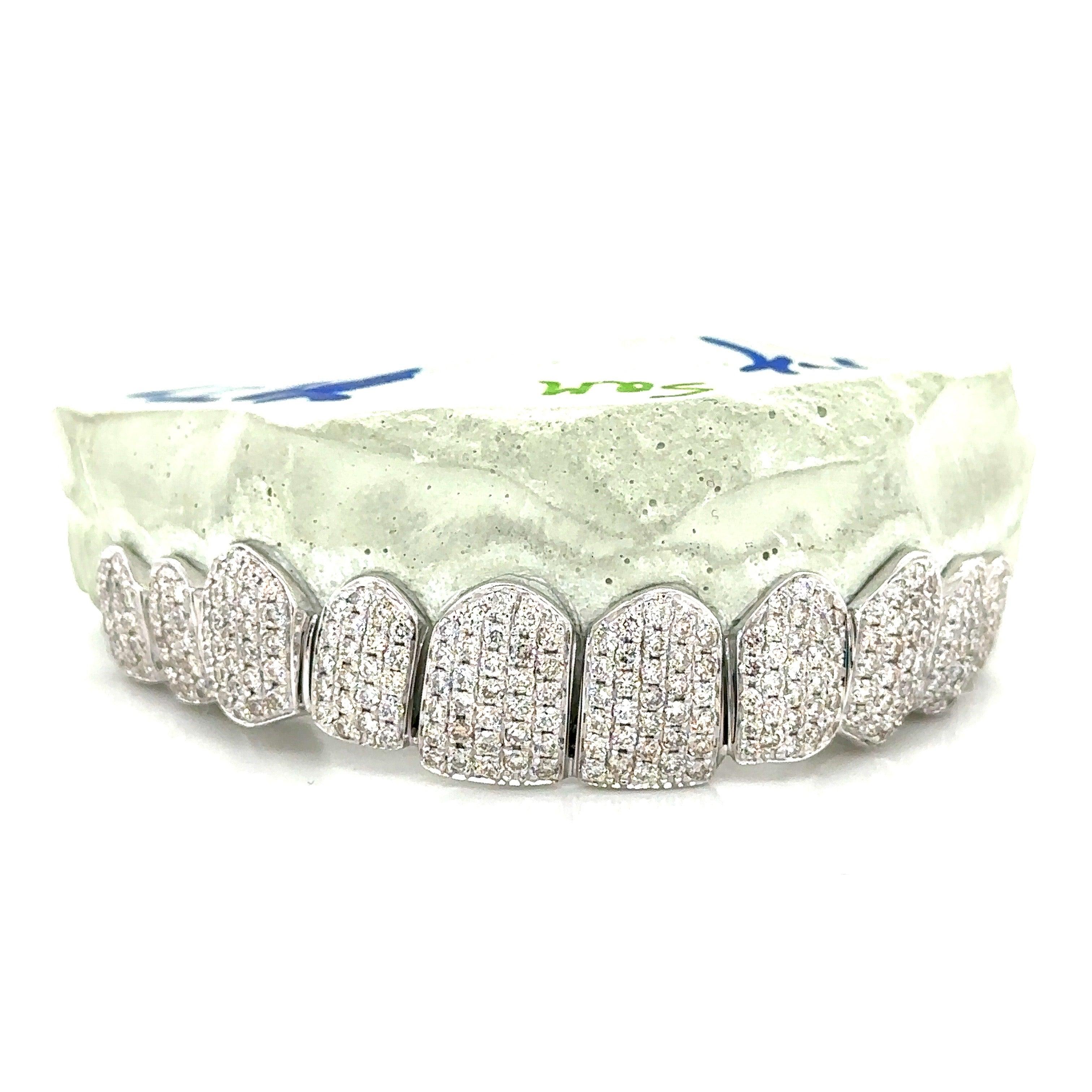 10pc White Gold Honeycomb Top Grillz - Seattle Gold Grillz