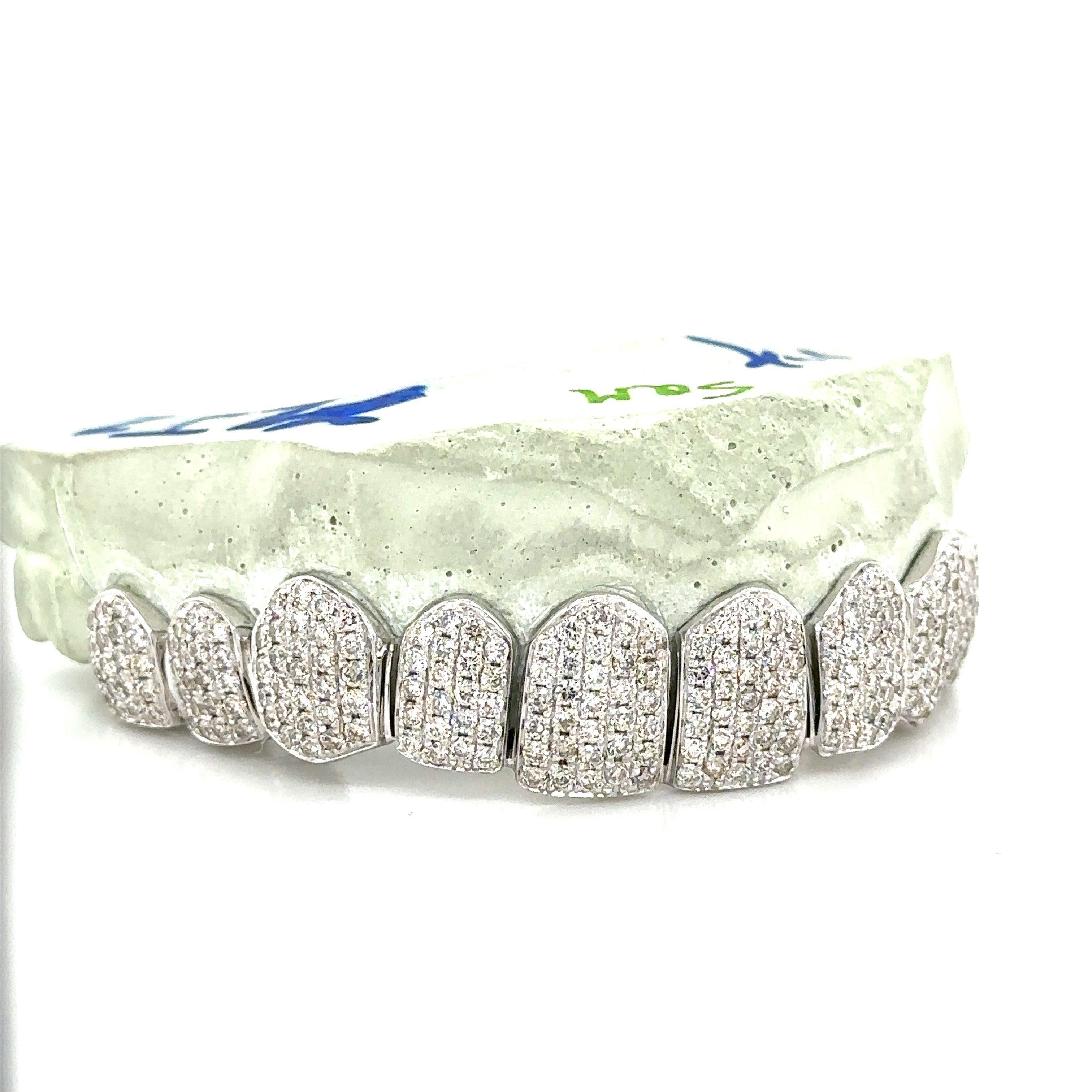 10pc White Gold Honeycomb Top Grillz - Seattle Gold Grillz