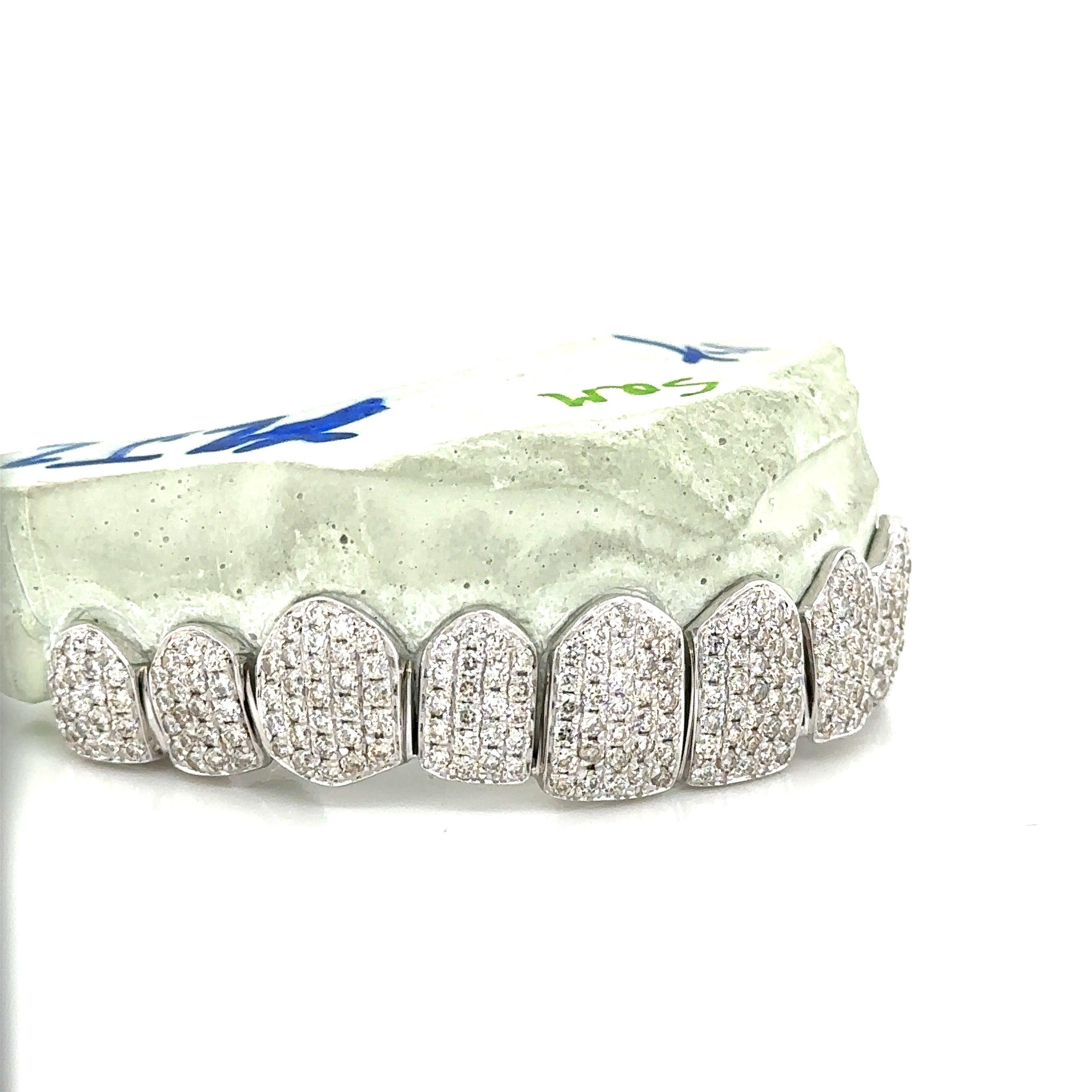 10pc White Gold Honeycomb Top Grillz - Seattle Gold Grillz