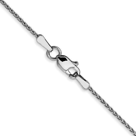 14K White Gold 1.0mm Round Diamond Cut Wheat Chain