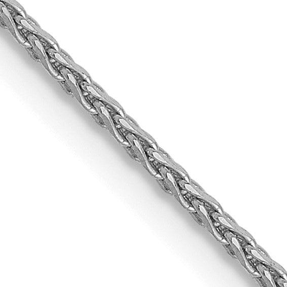 14K White Gold 1.0mm Round Diamond Cut Wheat Chain