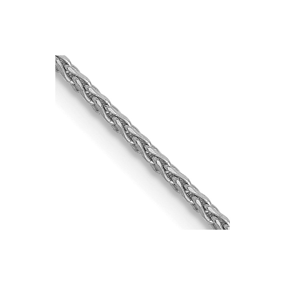 14K White Gold Round Diamond-Cut Wheat Chain — 1 mm