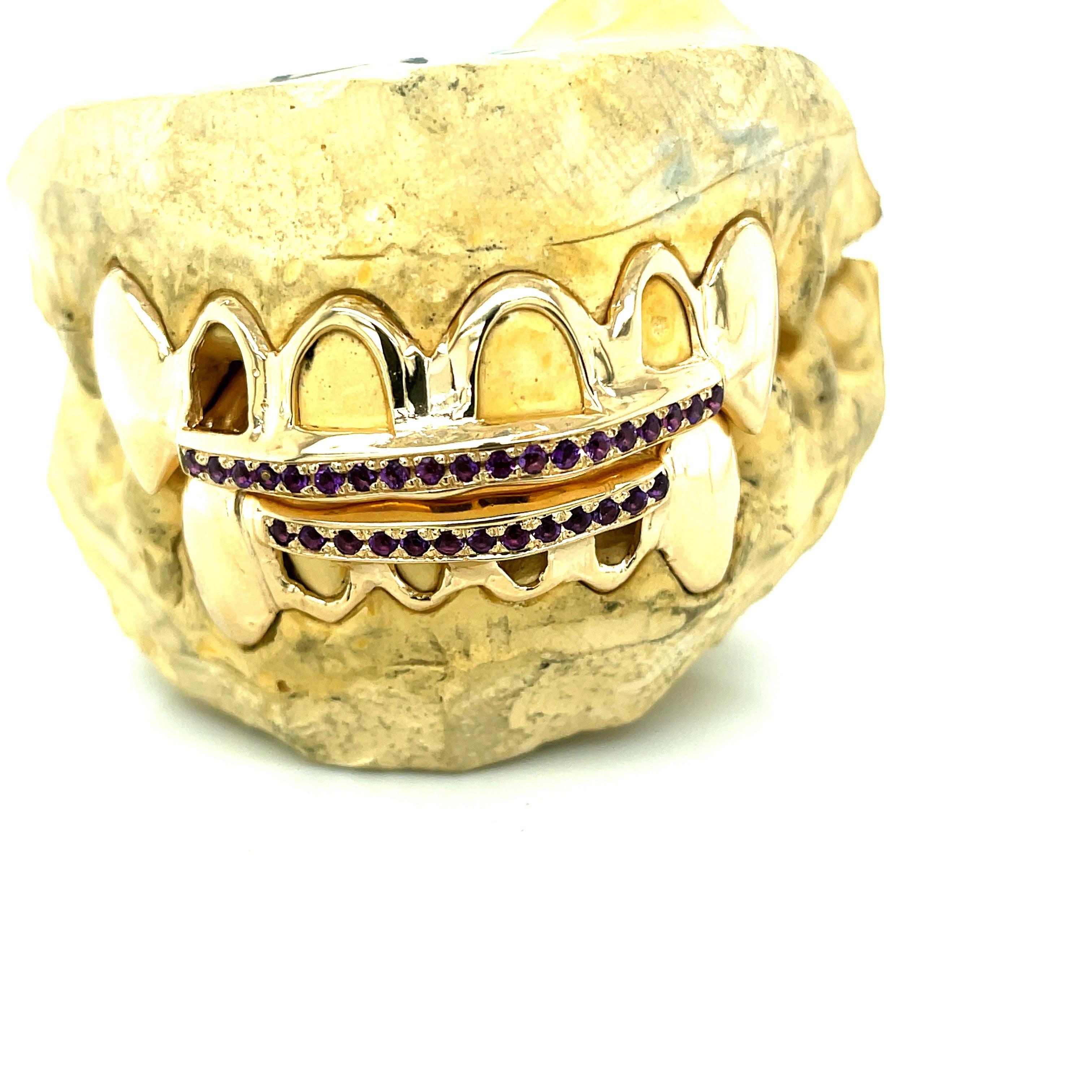 12pc Gold Amethyst Open Face Grillz - Seattle Gold Grillz