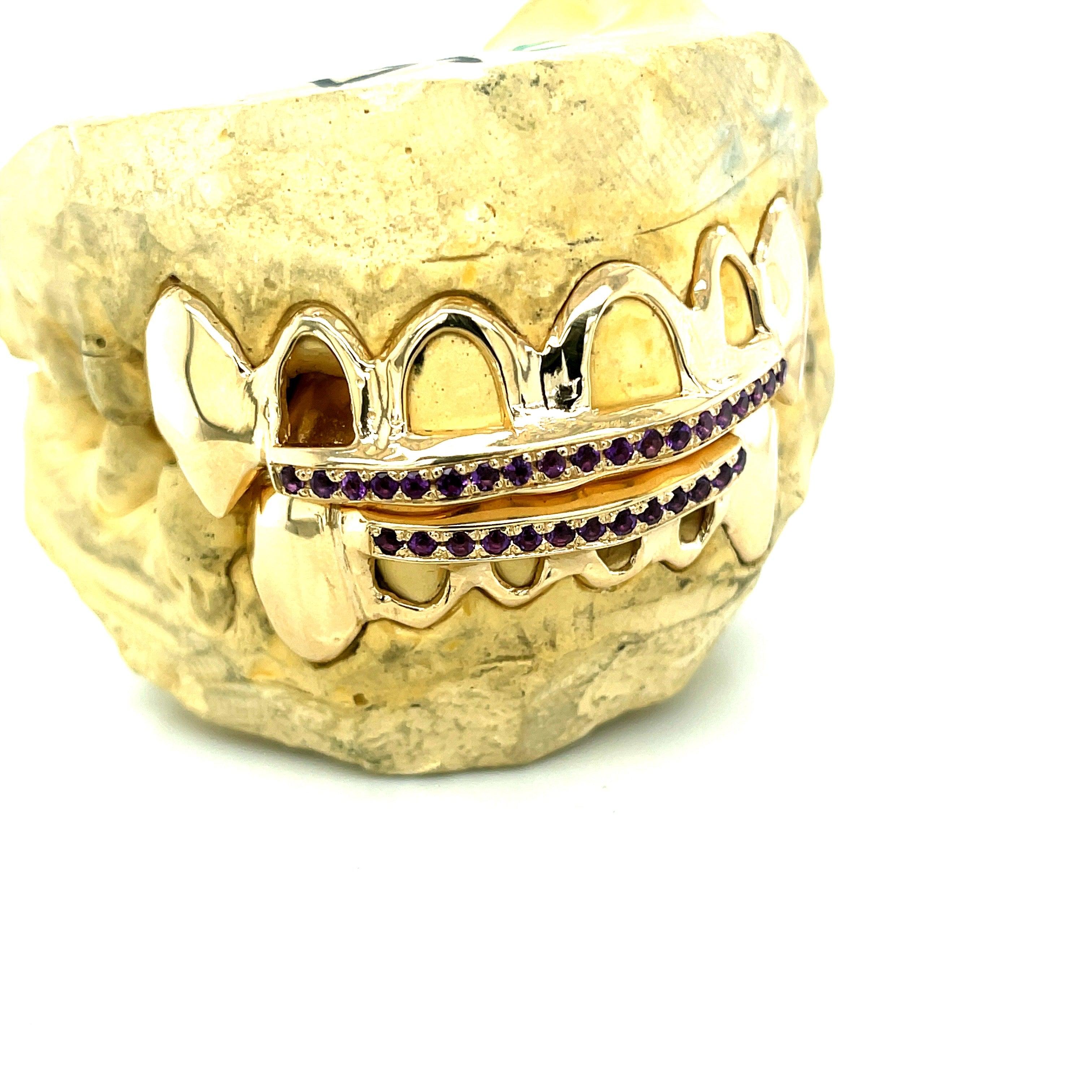 12pc Gold Amethyst Open Face Grillz - Seattle Gold Grillz