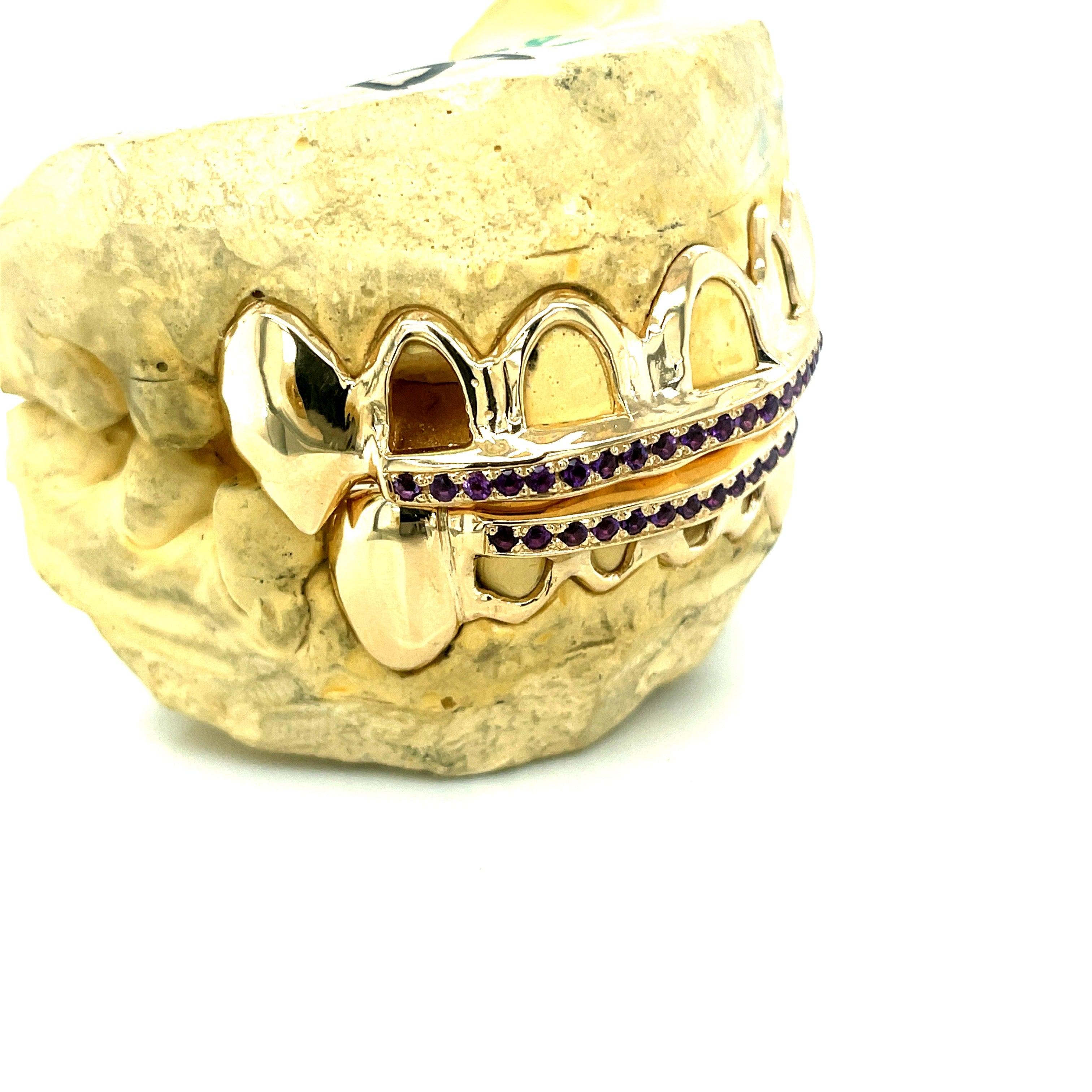 12pc Gold Amethyst Open Face Grillz - Seattle Gold Grillz