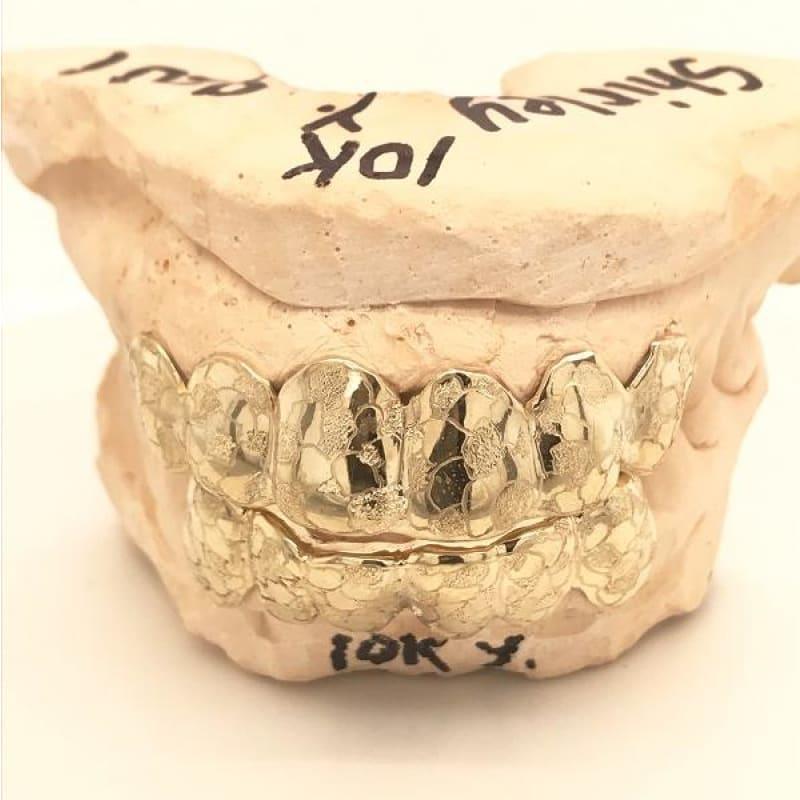 12pc Gold Gator Cut Diamond Dust Grillz - Seattle Gold Grillz