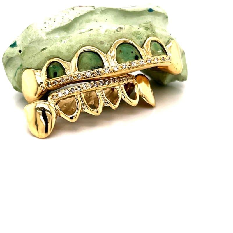 12pc Gold Open Diamond Grillz - Seattle Gold Grillz