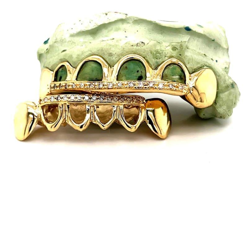 12pc Gold Open Diamond Grillz - Seattle Gold Grillz