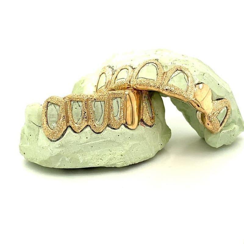 12pc Gold Open Face Dust Grillz - Seattle Gold Grillz