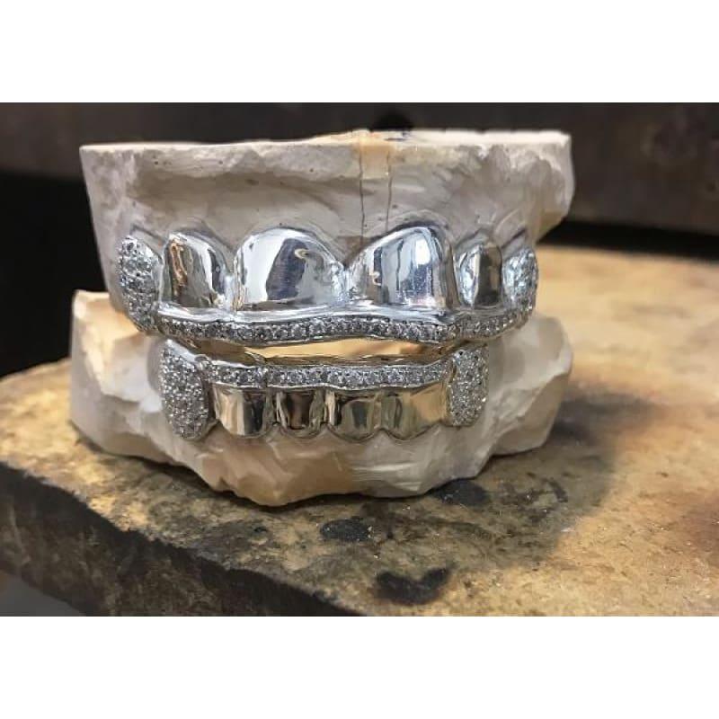 12pc Silver CZ Flooded Grillz - Seattle Gold Grillz