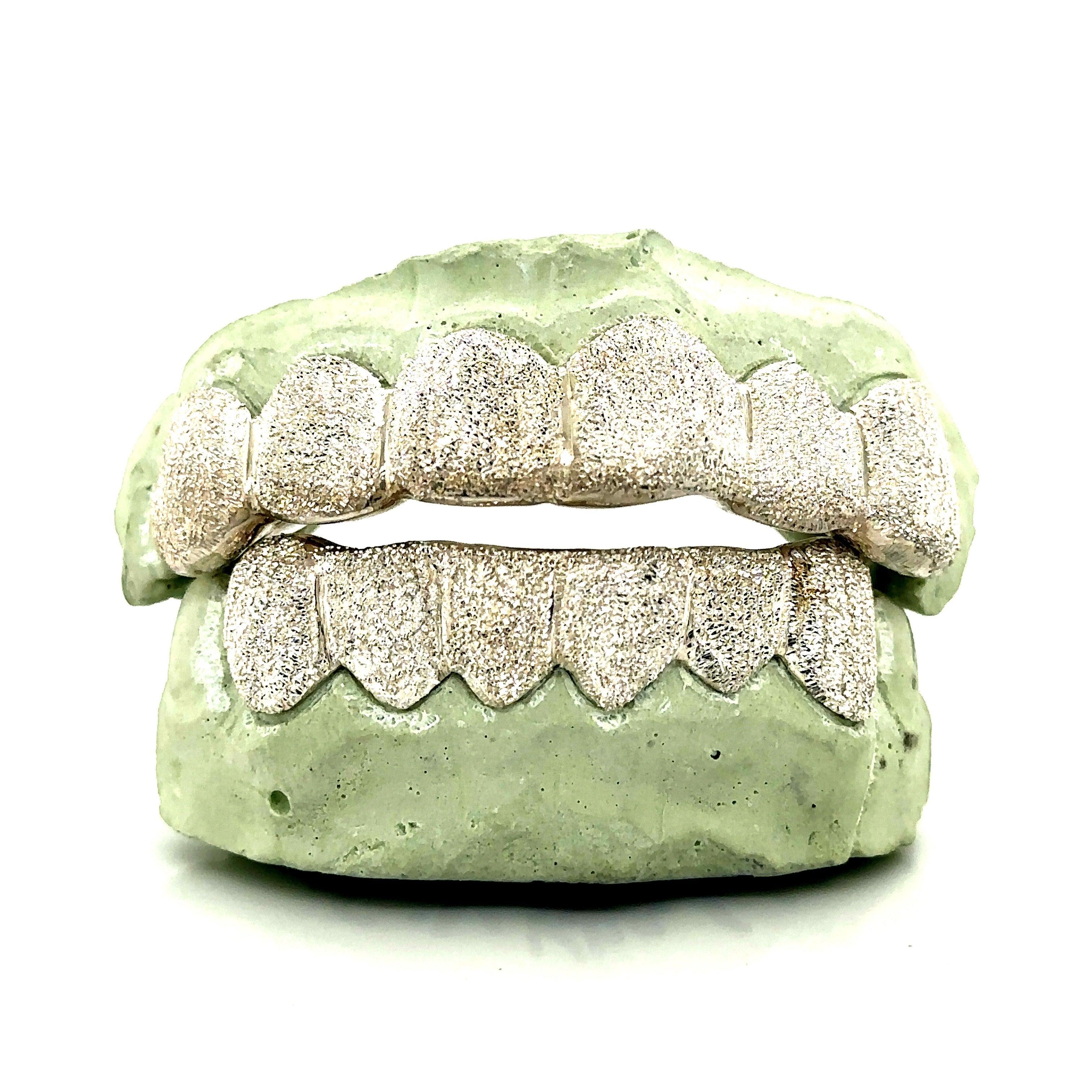 12pc Silver Diamond Dust Grillz - Seattle Gold Grillz