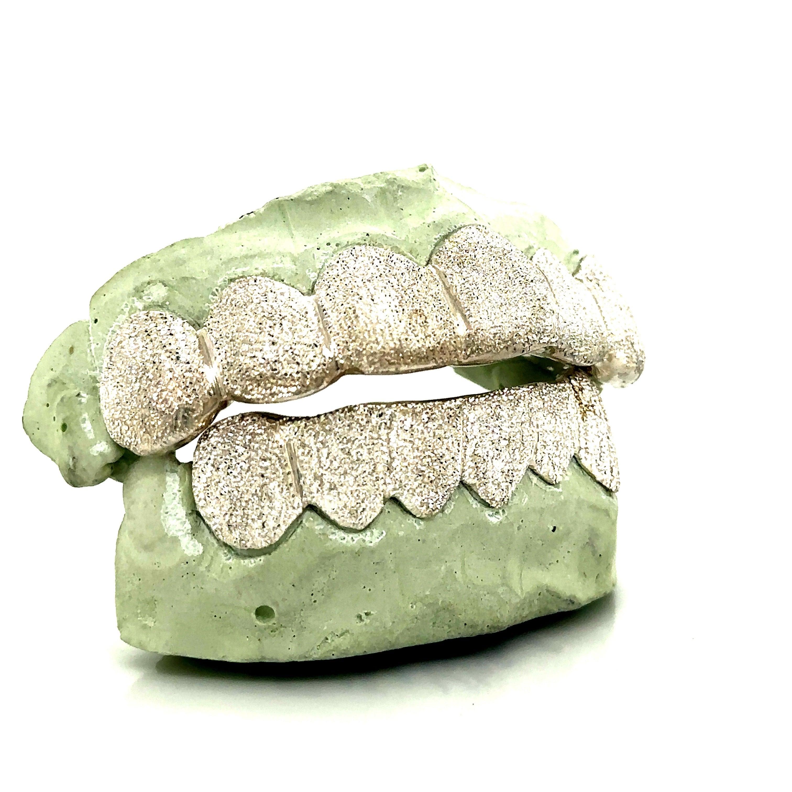 12pc Silver Diamond Dust Grillz - Seattle Gold Grillz
