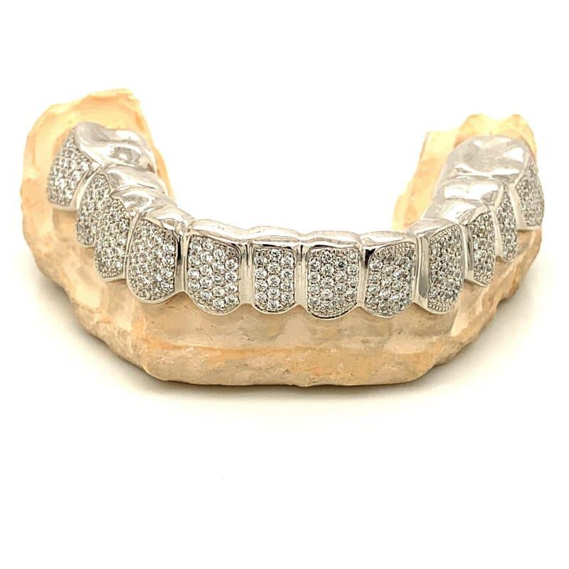 12pc White Gold Diamond Bottom Grillz - Seattle Gold Grillz